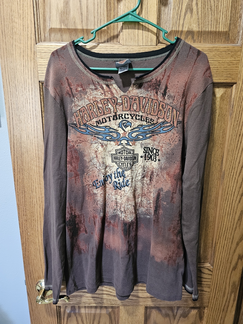 Harley-Davidson Long Sleeve Graphic Tee in Brown/Red